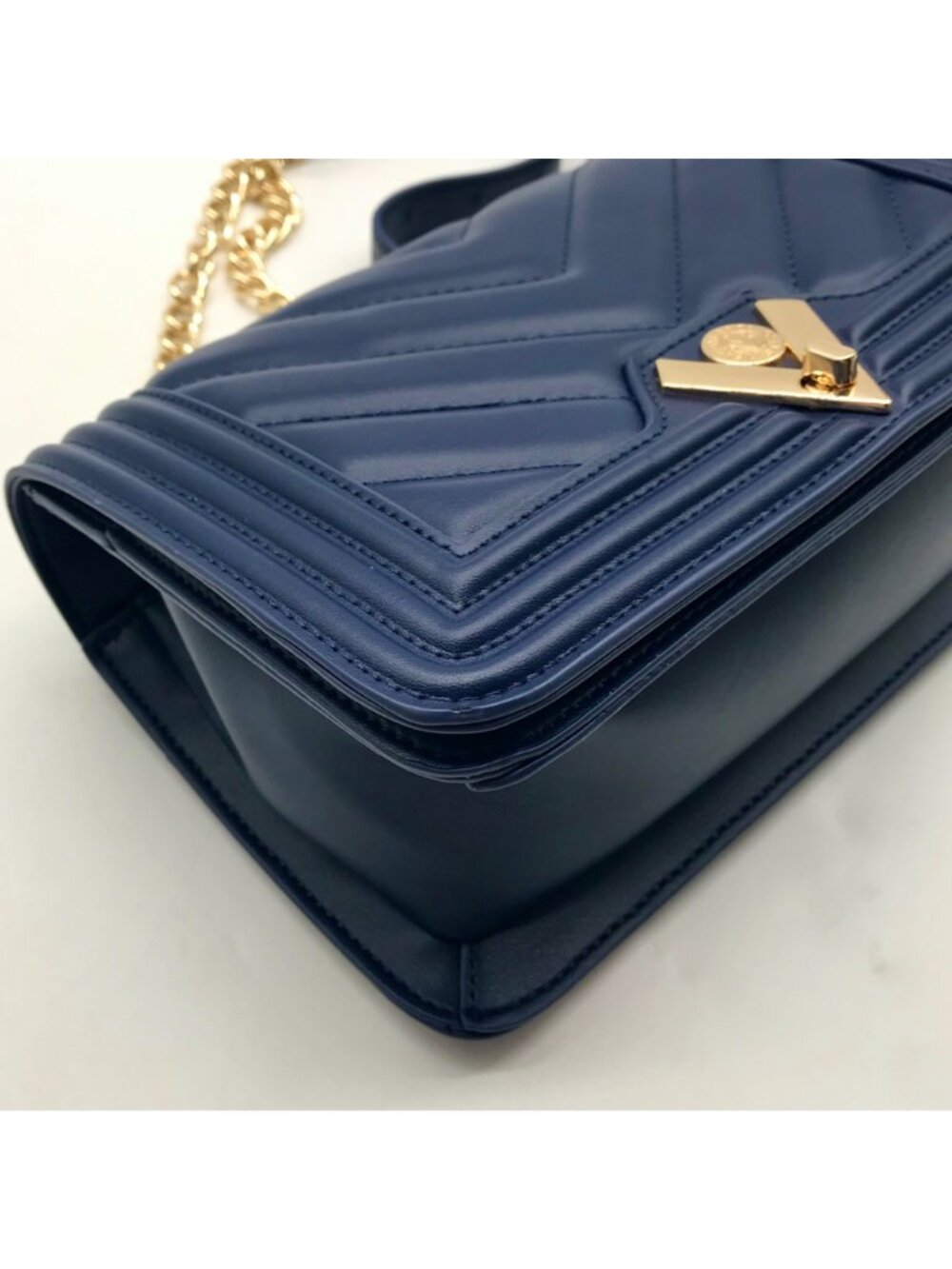 Valentino Orlandi Navy Blue Faux Leather Crossbody Bag - Picture 7 of 11